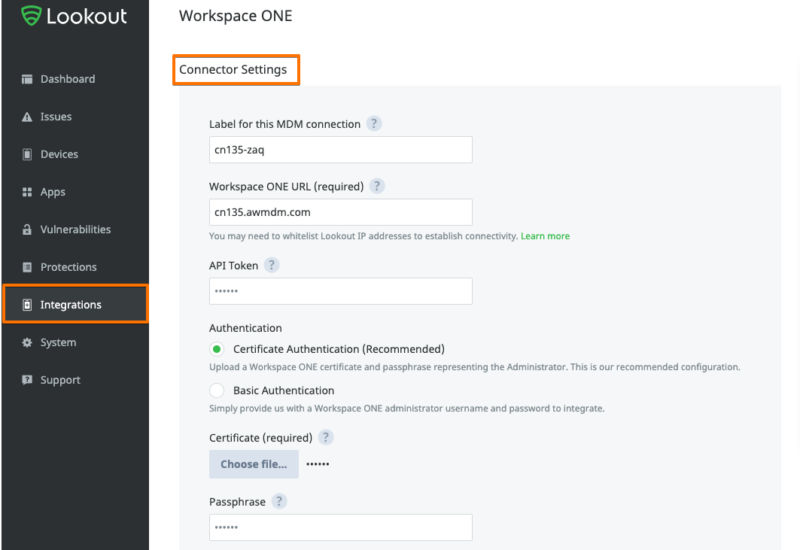 Lookout for Work MTP Integration with Workspace ONE UEM